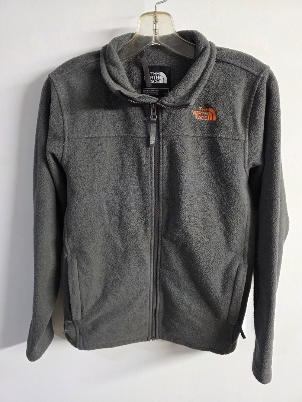 The North Face Gray Fleece Jacket with Orange Logo